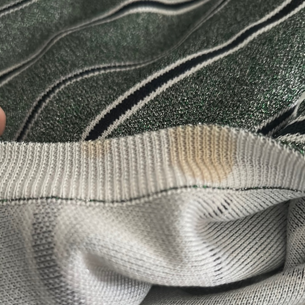 Cedric Charlier Striped Lurex Sweater Green black and white shimmer - Picture 5 of 5